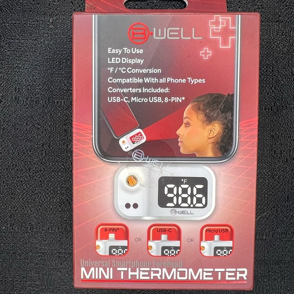 B-Well Universal Smartphone Forehead Mini Thermometer - New Open Box - Picture 1 of 7